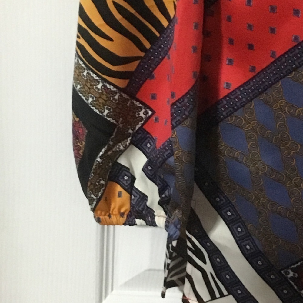 Marc New York Patchwork Geometric & Animal Print Blouse Size M - Picture 10 of 12